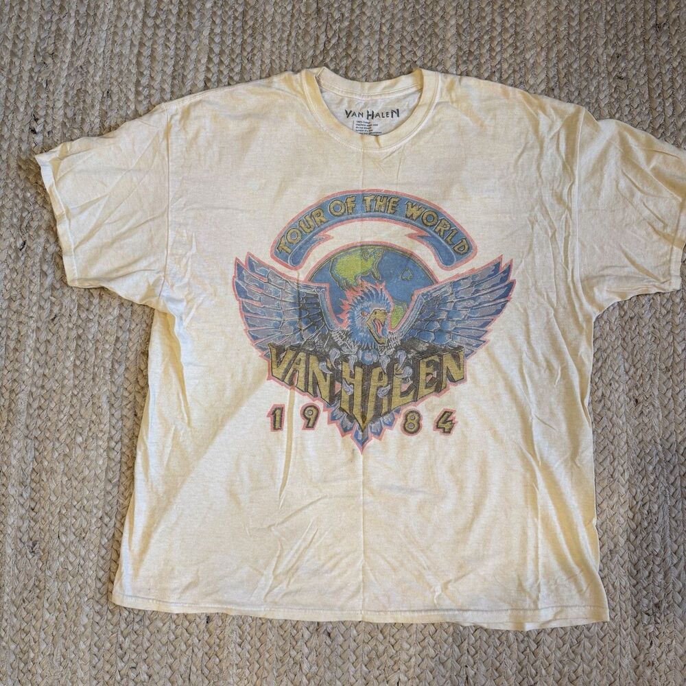 Van Halen 1984 World Tour Rock Yellow Oversized T-Shirt Size S/M